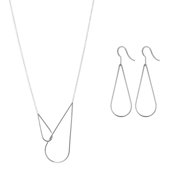 Le Duo Raindrops argent - boucles d'oreilles et collier