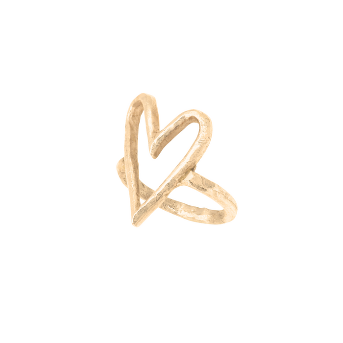 Verguld Zilveren Big heart Ring