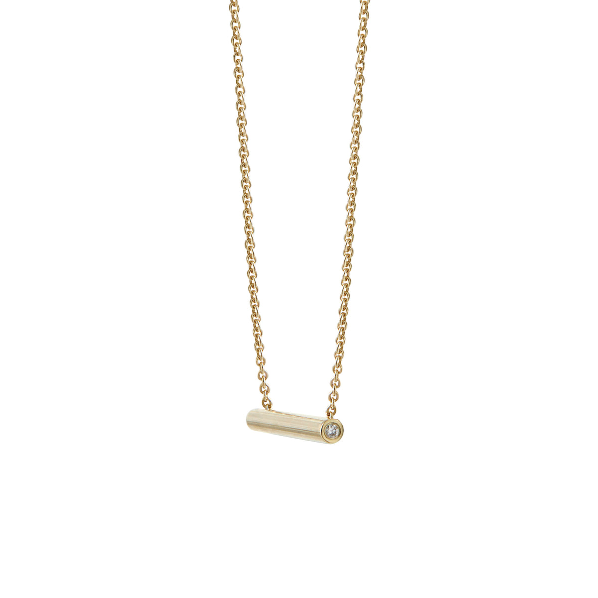 Tubular Fairmined Gold And Lab-Grown Diamond Horizontal Necklace