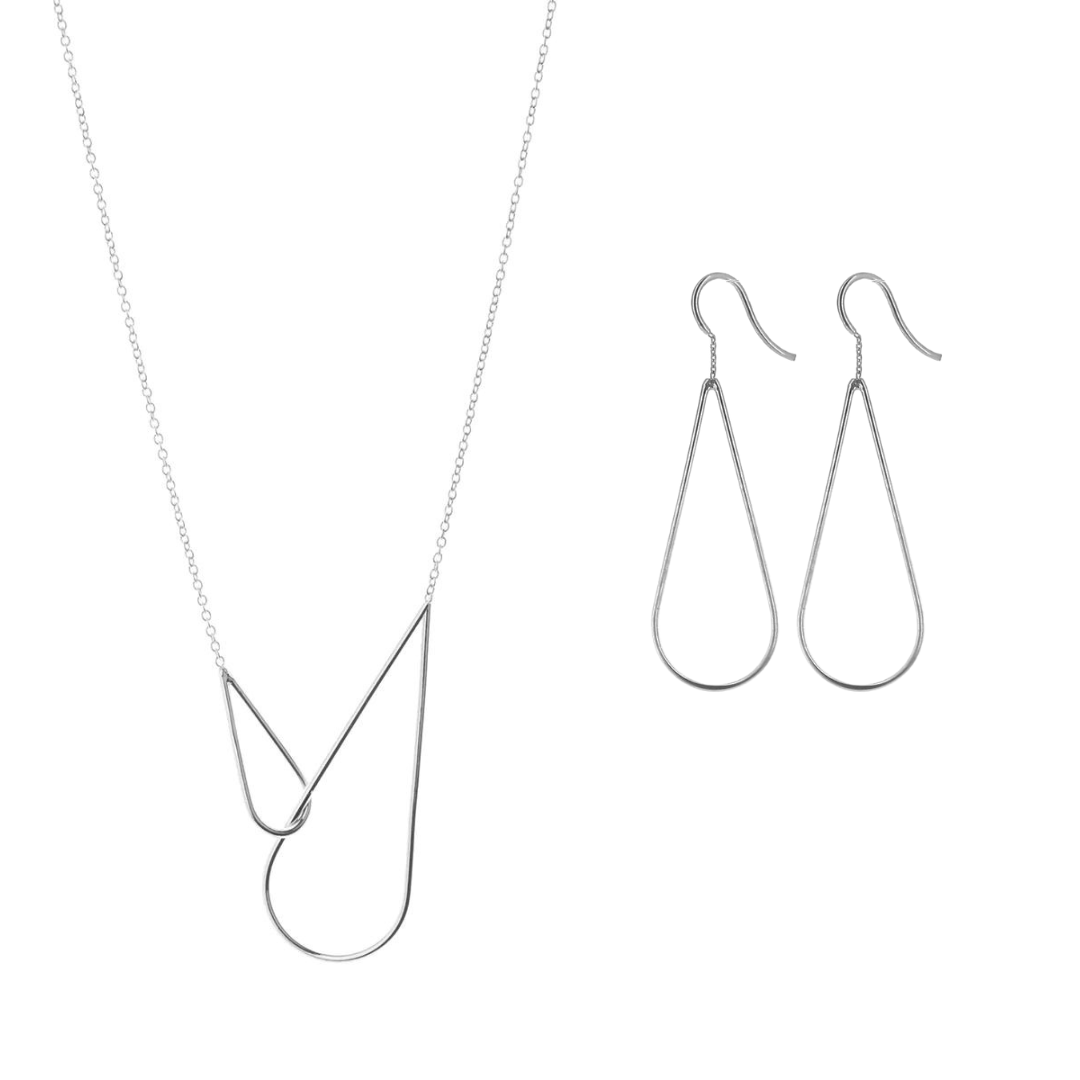 Le Duo Raindrops argent - boucles d'oreilles et collier 