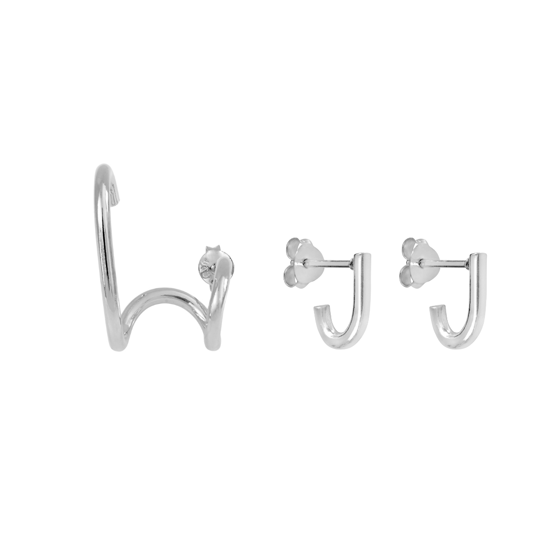 The Icons duo - Silver Gloria & Jasper earrings