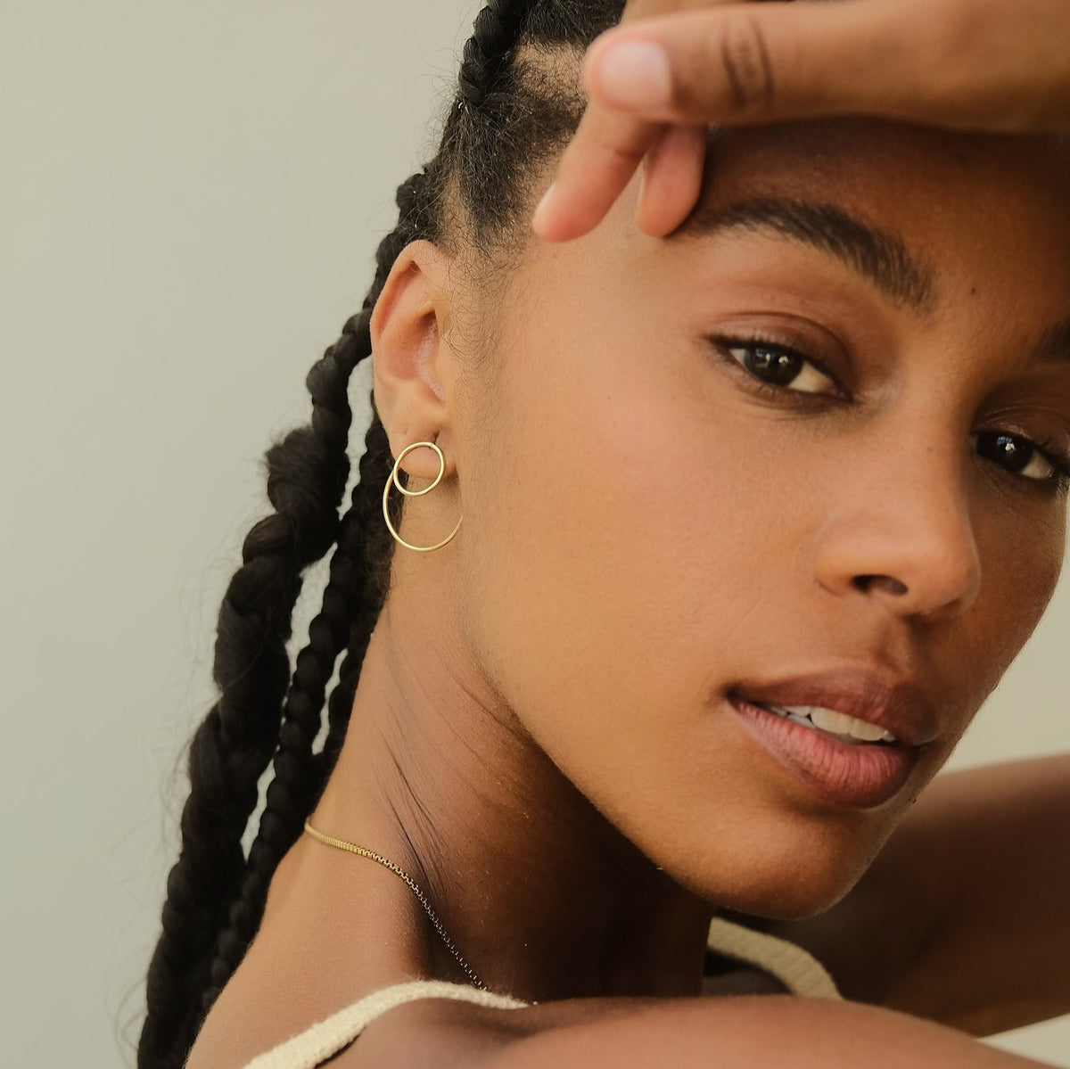 Boucles d'oreilles Double Circle en argent plaqué or par Aurore Havenne