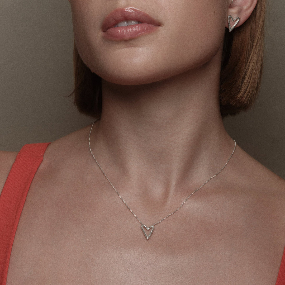 Silver Small Heart Earrings by Aurore Havenne