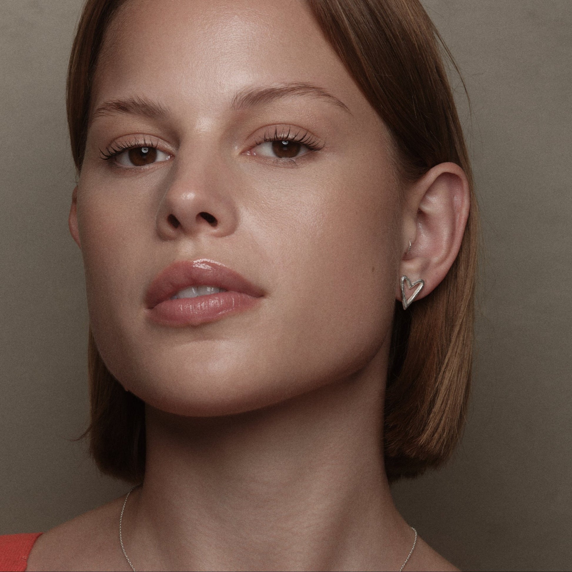 Silver Small Heart Earrings by Aurore Havenne