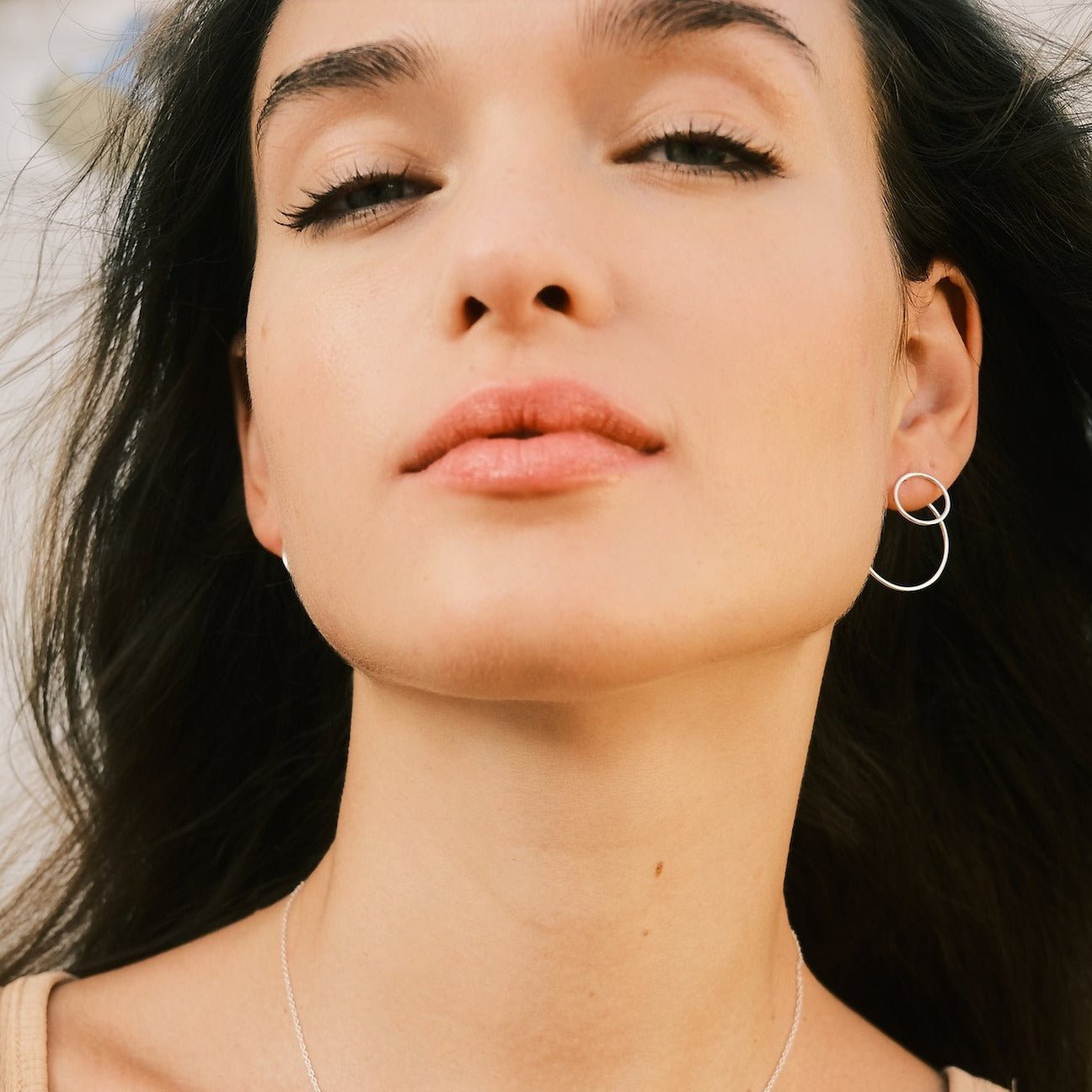 【HYERES LOR】Noailles double circle Silver earring 20cm Silver Double Circle Earrings | Aurore Havenne - Aurore