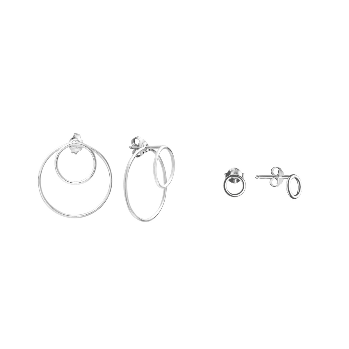Duo Lines - Boucles d'oreilles Double Circle et Small Circle en Argent