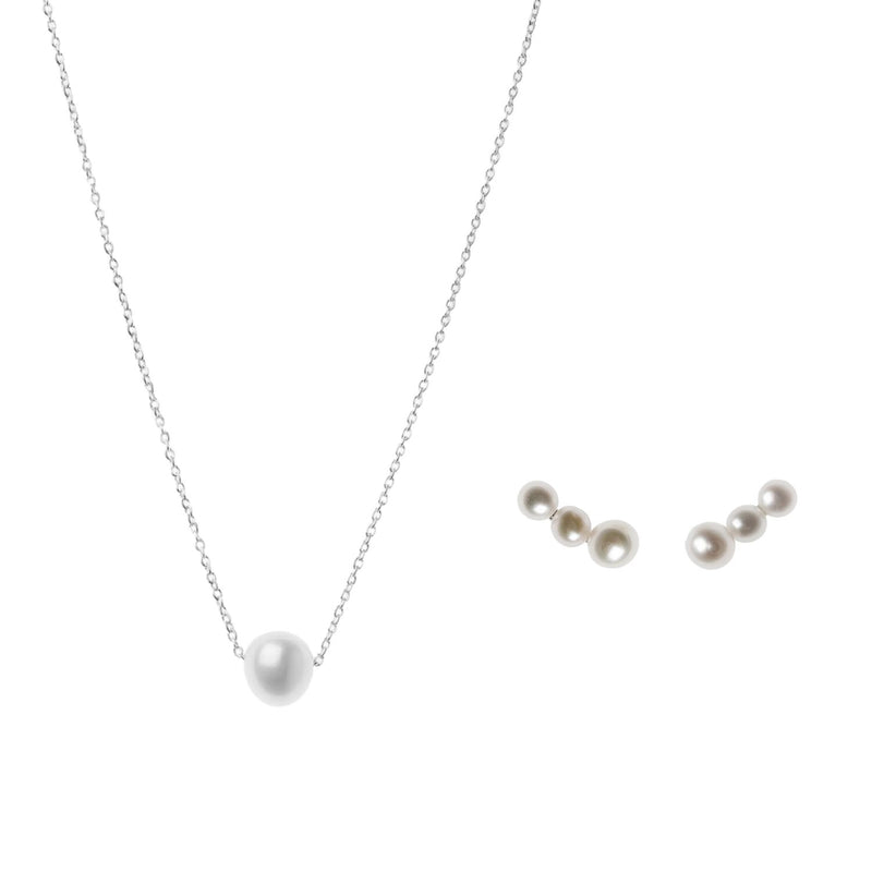 The Halo duo - Silver Ephyra Necklace & Calliadne Earrings by Aurore Havenne