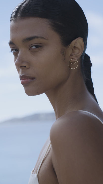 Gold-Plated Silver Double Circle Earrings