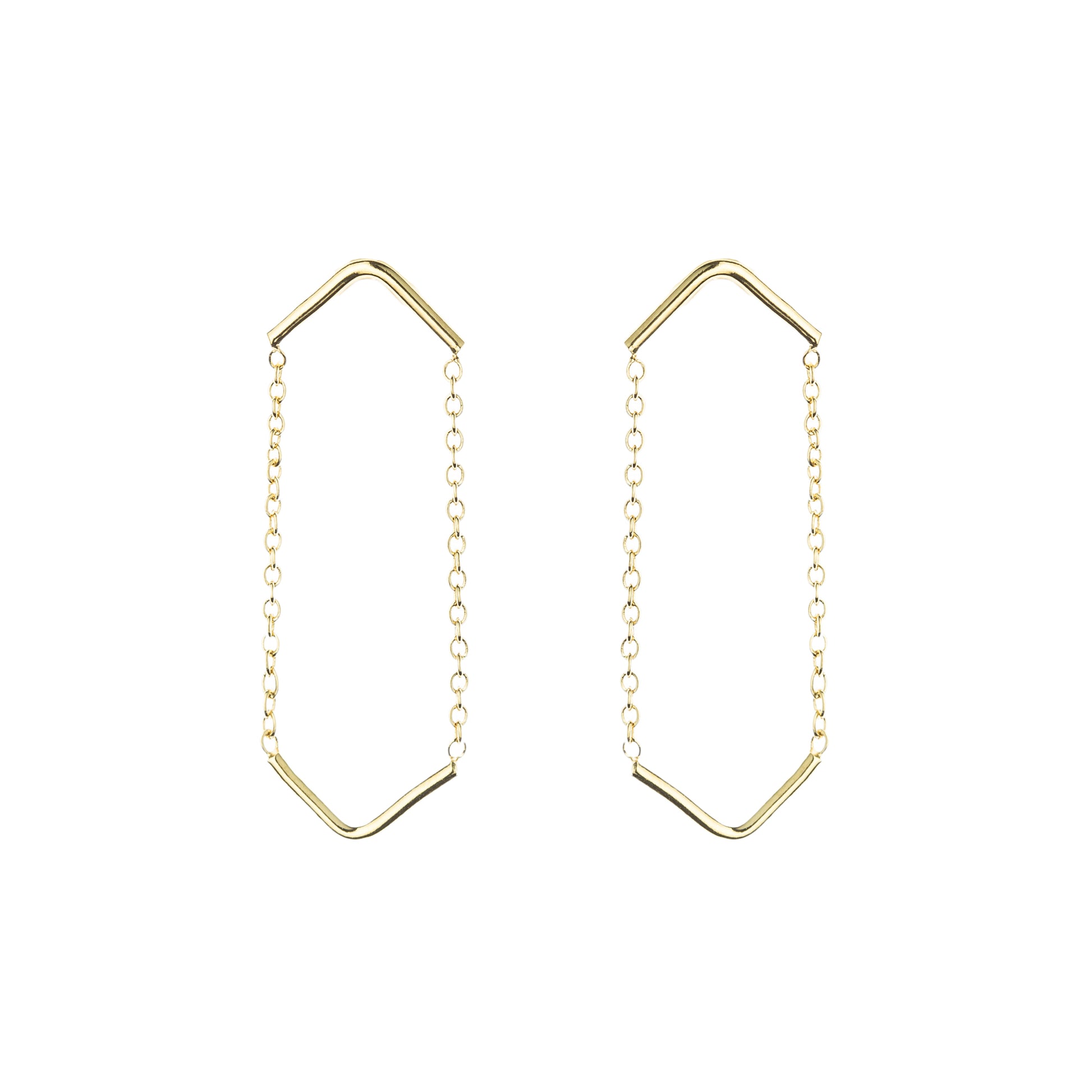 Gold Plated Silver Double Unity Triangle Earrings