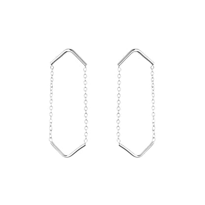 Silver Double Unity Triangle Earrings