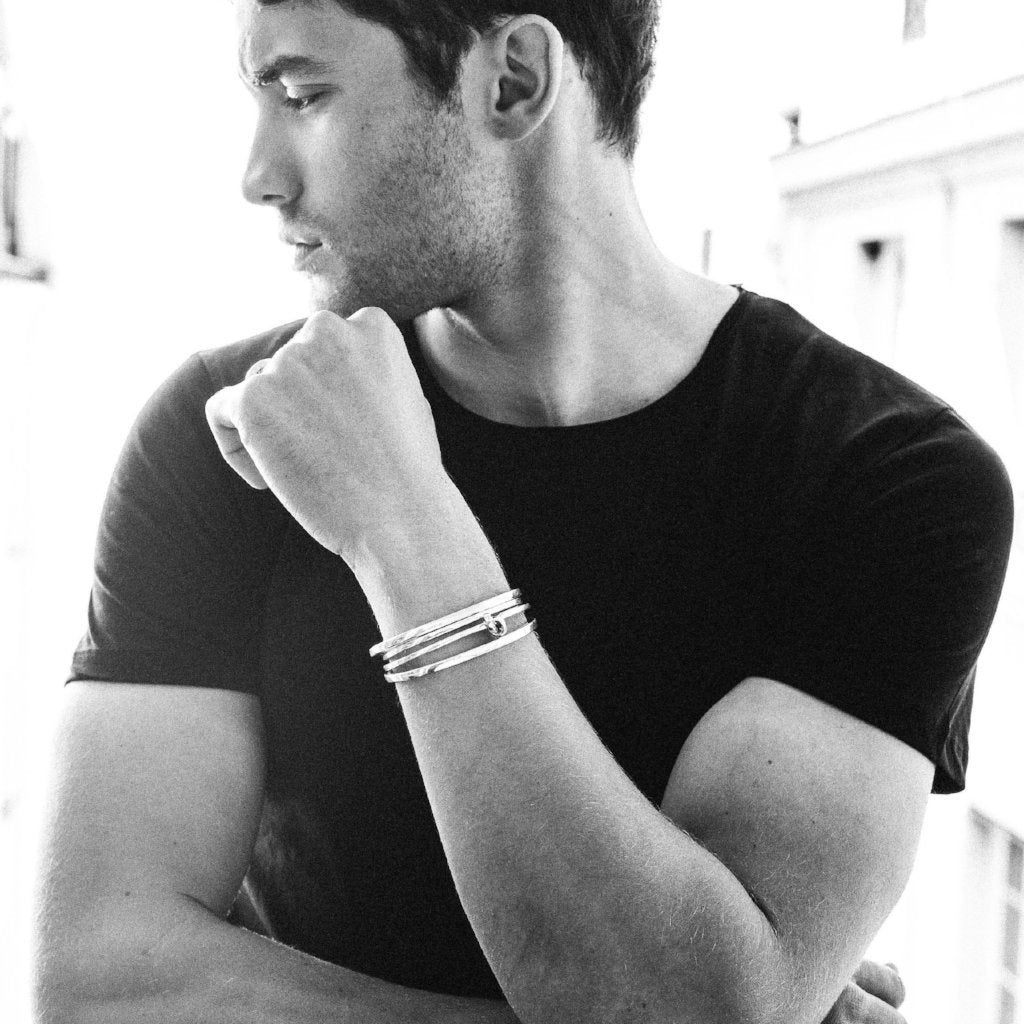 Jonc ouvert avec un noeud en argent, à porter seul ou en superposition, bijou unisexe pour homme et femme 