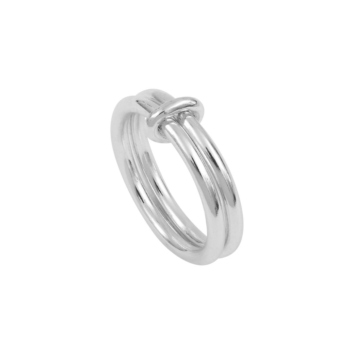 Photo of the Billie 2mm silver ring on a white background. The Billie 2mm ring is made of 925°°° silver and is composed of two thin rings of 2mm diameter.