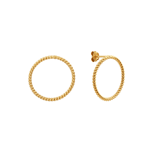 boucles d'oreilles minimalistes en forme de cercle en vermeil torsadé